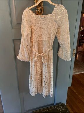 NWT A Loves A Little Girls Long Sleeve Tiered Lurex Midi Dress
